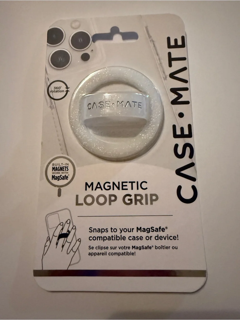 Case-Mate Magnetic MagSafe Loop Grip Sparkle White New Sealed
